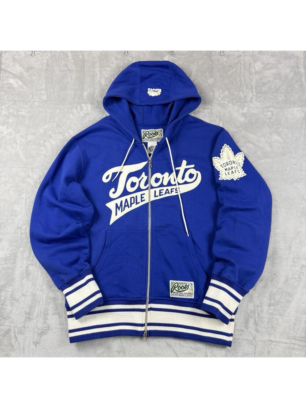 Roots Toronto Maple Leafs Full Zip Hoodie Blue NHL Jacket XL Sports Good Fleece